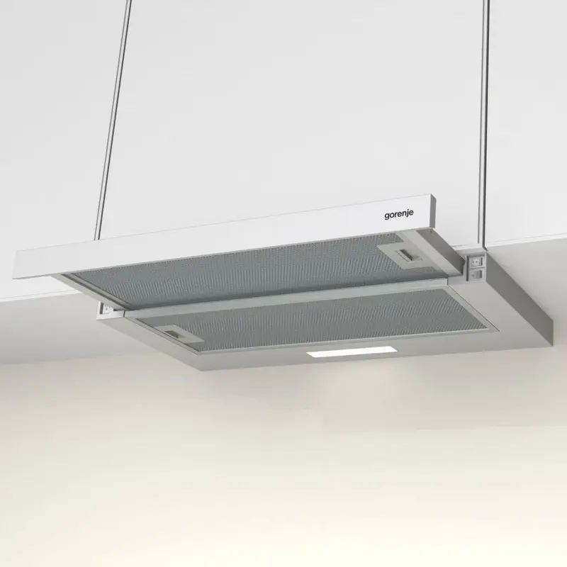 Hotă telescopică încorporabilă Gorenje TH60E3W (60 cm, Alb, 350 m³/h, 3 Viteze, LED, Filtre Aluminiu) [2]