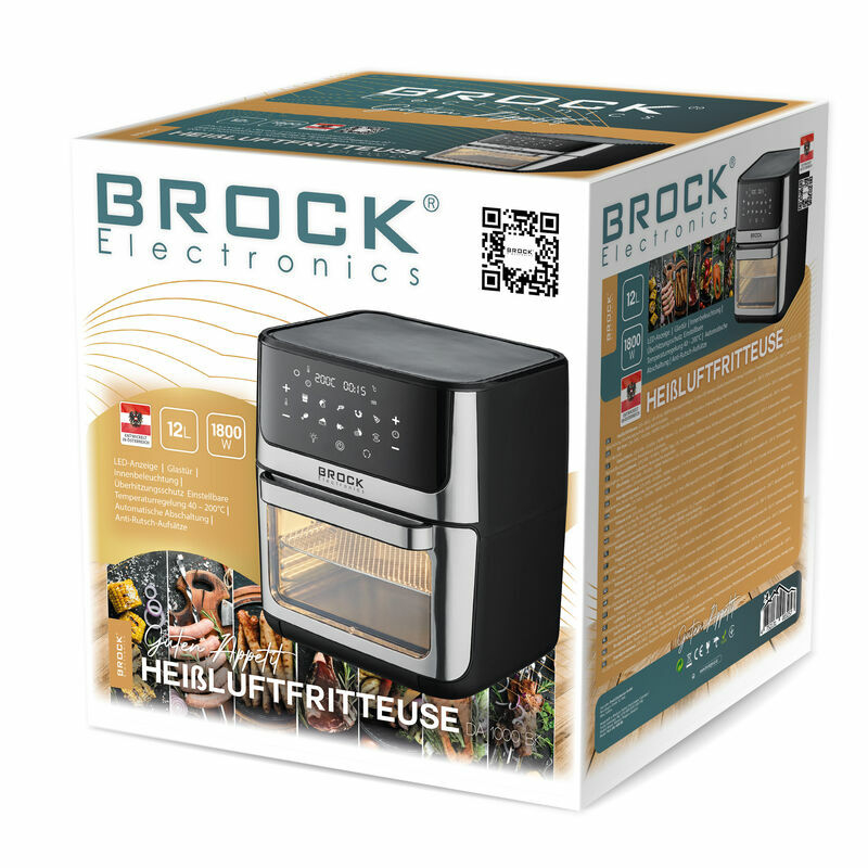 Многофункциональная аэрофритюрница-духовка BROCK DA 1000 BK, 12 л, 1800 Вт – быстрые и здоровые блюда каждый день [2]