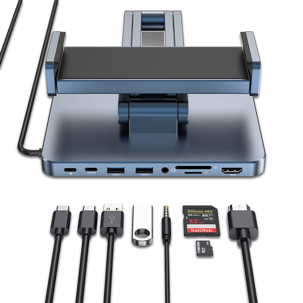 Hub Stand Reglabil 8-in-1 AH801 – Conectivitate Extinsă și Suport Stabil pentru Tablete [3]