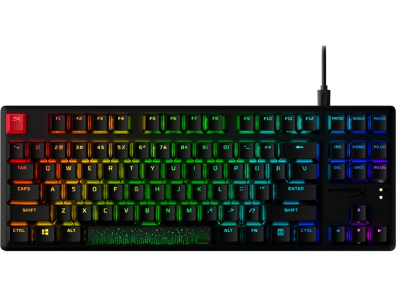 HYPERX Alloy Origins Core PBT Mechanical Gaming Keyboard (US Layout), HyperX Aqua - Tactile key switch, High-quality, Durable PBT keycaps, Backlight (RGB), 100% anti-ghosting, Ultra-portable design, Solid-steel frame, USB [1]