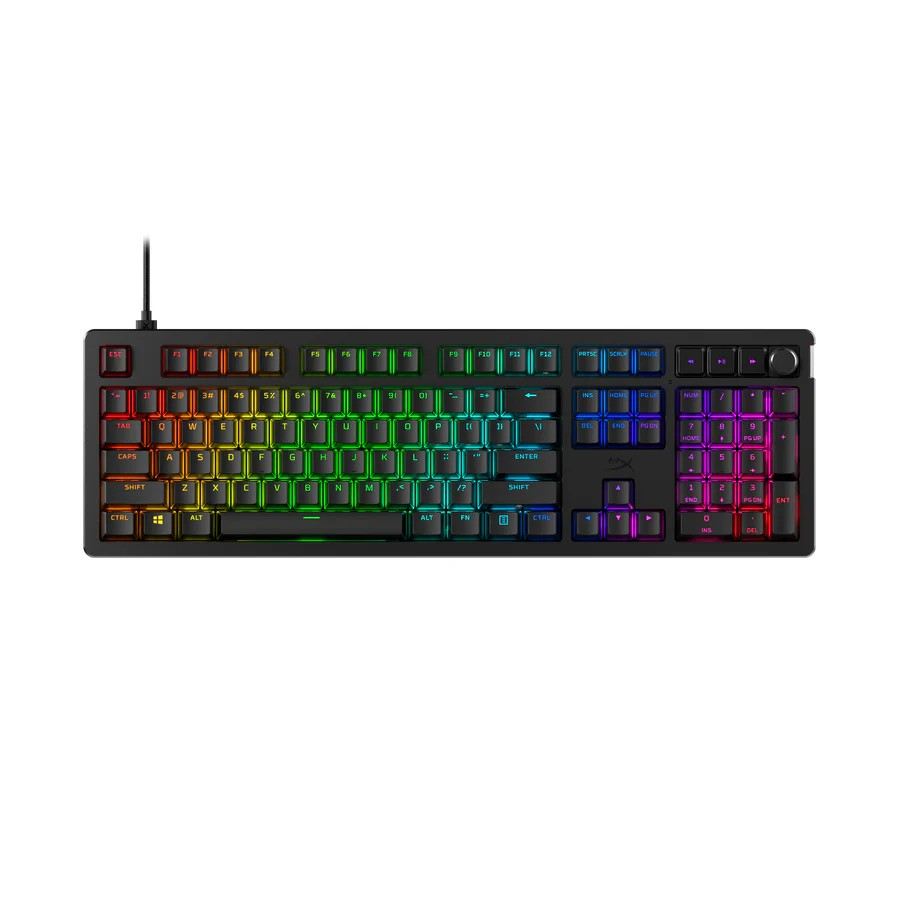 HYPERX Alloy Rise RGB Mechanical Gaming Keyboard (US), Mechanical keys (HyperX Linear switches) Backlight (RGB), Ultra-customizable, Hot-swappable key switches, Ambient light sensor, Solid-steel frame, USB [1]