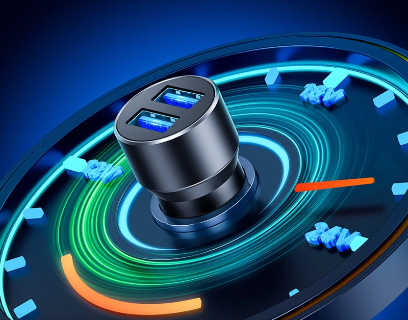 Încărcător auto HOCO DZ17 cu 2 porturi USB și iluminare LED [3]