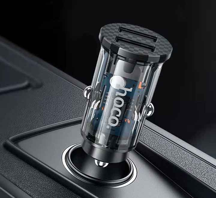 HOCO DZ3 автомобильное зарядное устройство, 2 x USB, 5В/2.4A, прозрачный дизайн [2]