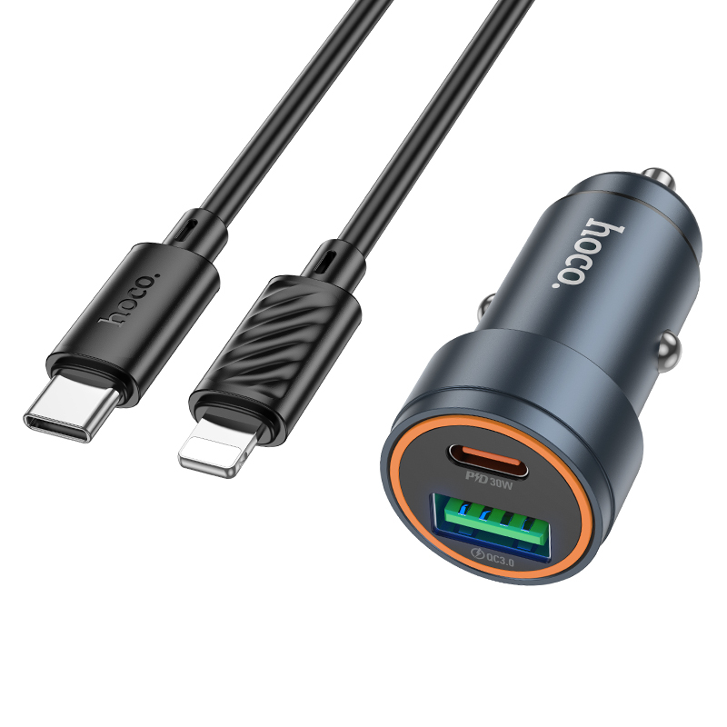 Автомобильное зарядное устройство HOCO Z57A Glorious PD30W + QC3.0 с кабелем в комплекте [1]