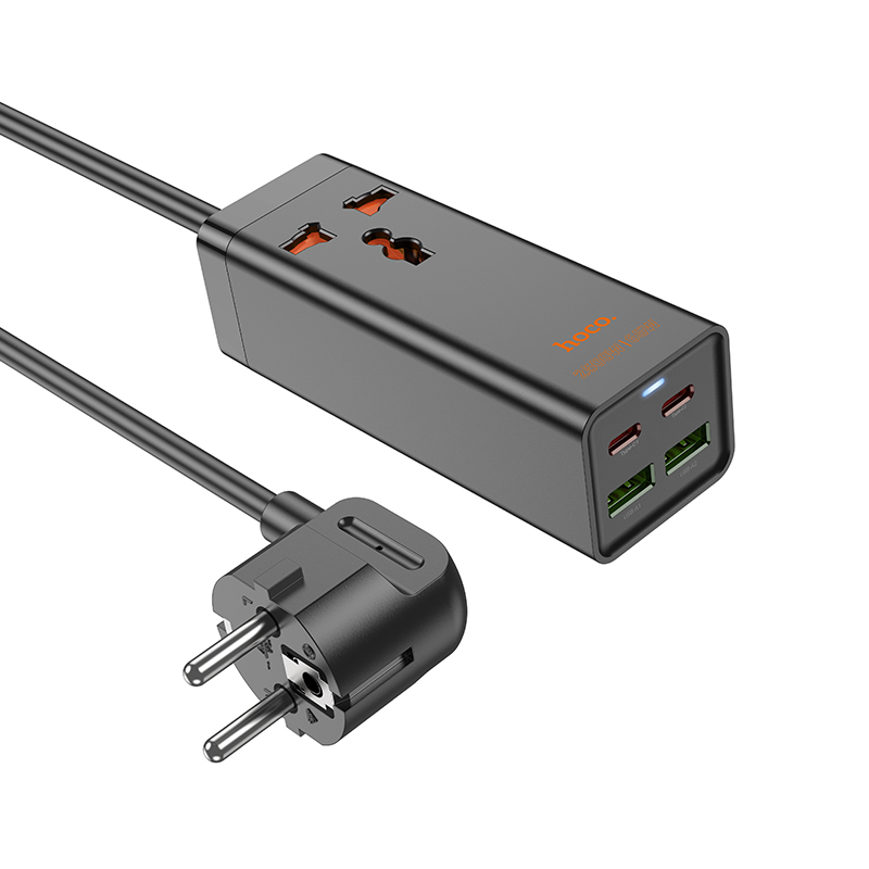 Настольное зарядное устройство AC10A Barry PD65W GaN – 2 USB-C, 2 USB-A и розетка (черный, EU) [3]
