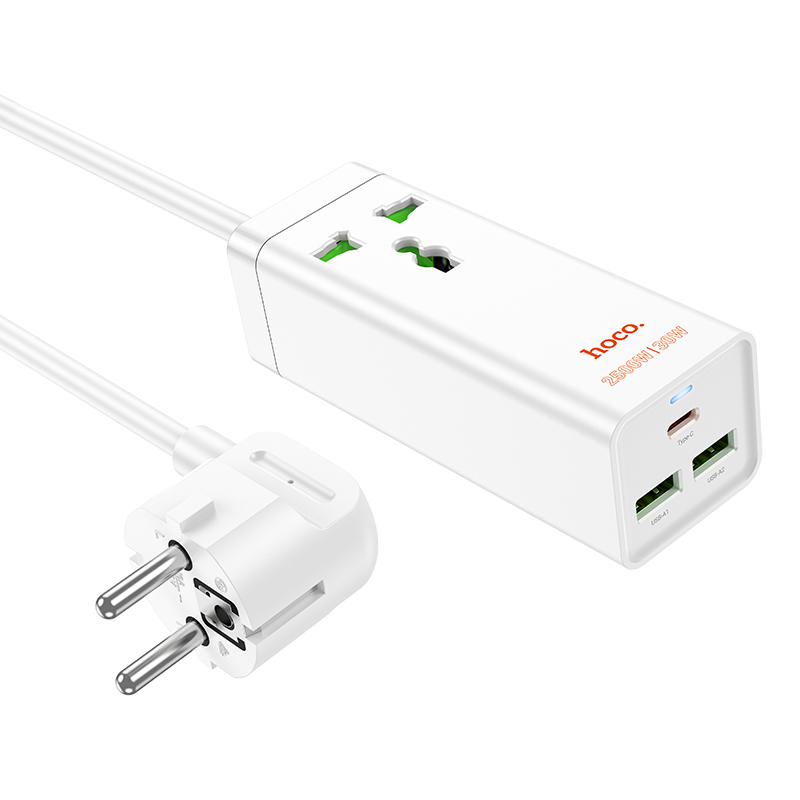 Настольное зарядное устройство AC9A Talent PD30W (1 розетка + 3 порта USB, белое, европейский стандарт) [4]
