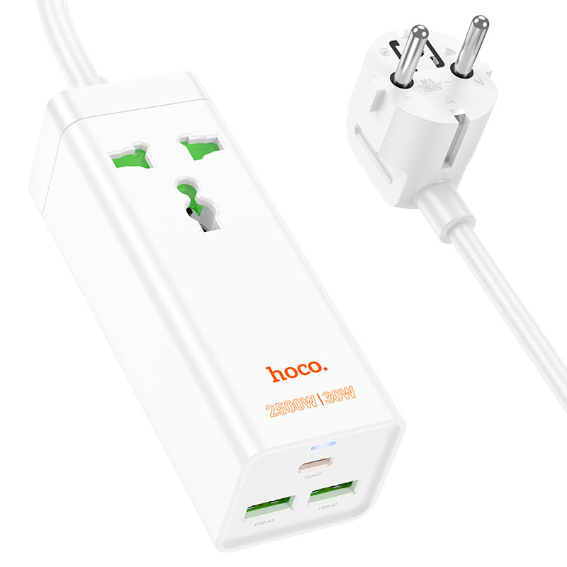Настольное зарядное устройство AC9A Talent PD30W (1 розетка + 3 порта USB, белое, европейский стандарт) [1]