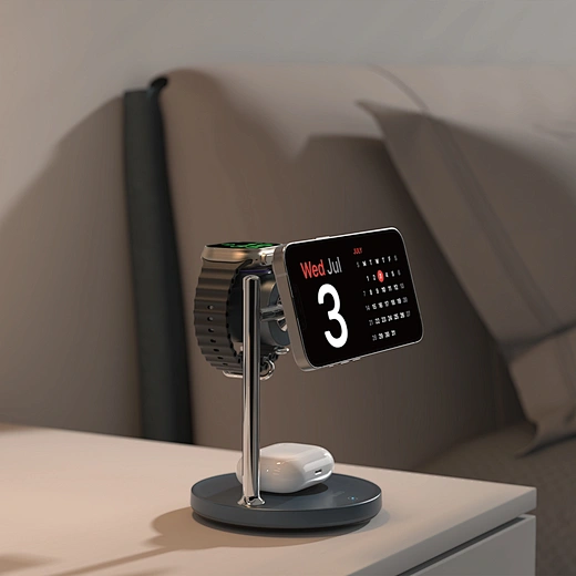 Беспроводная зарядная станция WiWU Qi2.2 3-in-1 Space Station Wi-W041 Чёрная – Быстрая зарядка 25W + активное воздушное охлаждение для iPhone, Apple Watch и AirPods! [5]