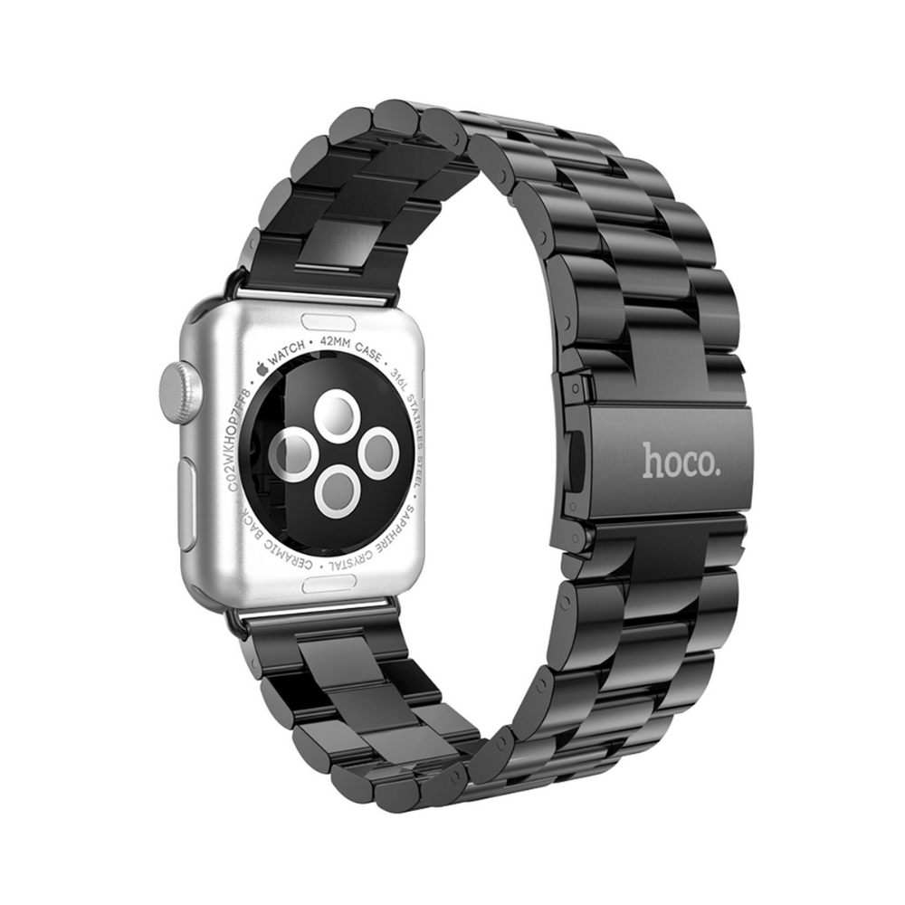 iWatch WA10 Seria Grand curea din oțel cu trei perle (42/44/45/49mm) neagră [1]