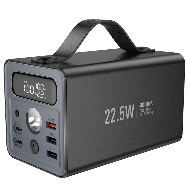 J138 Distant Power Bank Multifuncțional 60000mAh cu Afișaj LED – Negru [1]