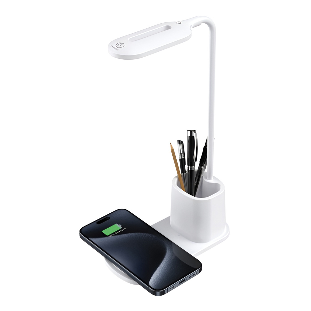 Lampă de birou Rebeltec LED cu încărcare wireless QI 15W W601, Alb [3]