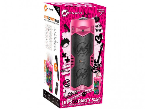 LGP-5150 roz, 200W, Microfon wireless (Boxă portabilă Bluetooth cu microfon wireless, 6"X2+1 difuzoare, 7.4V/3000mAh) [4]