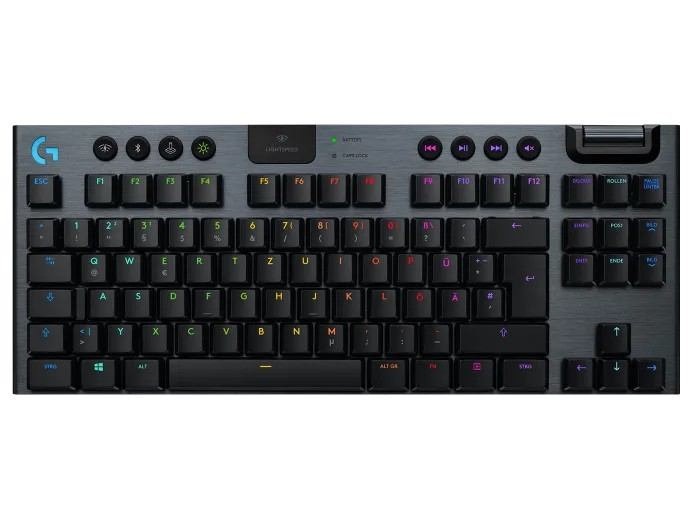 Logitech Gaming Mechanical Keyboard G915  TKL Tenkeyless LIGHTSPEED Wireless RGB, Low Profile, 5 Dedicated G-Keys, 22 Lighting Profiles, Bluetooth, CARBON - US INT'L - 2.4GHZ/BT - INTNL - TACTILE SWITCH [1]