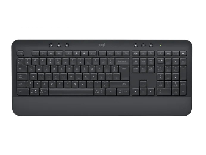 Logitech Wireless Keyboard Signature K650, upgraded shortcuts and integrated palm rest, Bluetooth Low Energy Wireless (Bluetooth 5.1) or Logi Bolt USB Receiver, GRAPHITE - US INT'L [1]