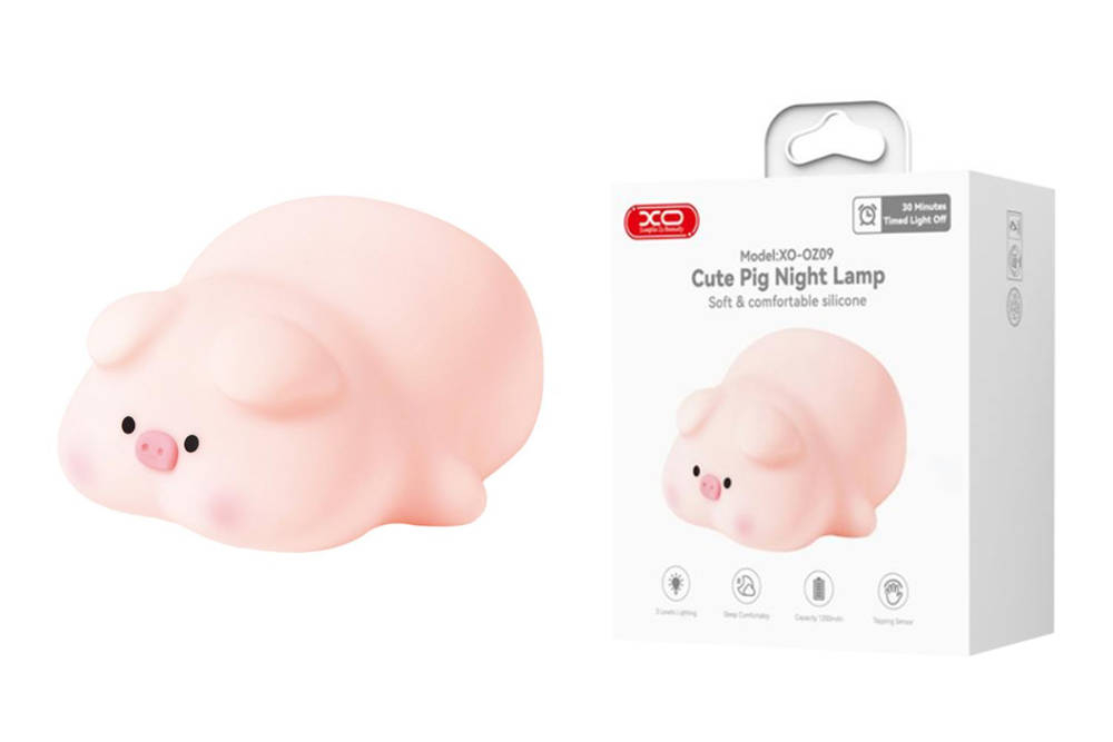Lumină Pat Porc Roz din Silicon 1200mAh – Lumină LED pentru Cameră Copii OZ09 [3]