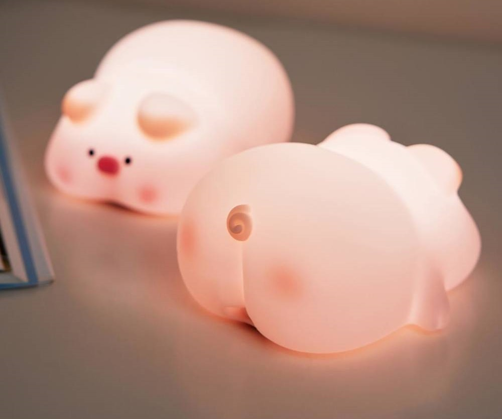 Lumină Pat Porc Roz din Silicon 1200mAh – Lumină LED pentru Cameră Copii OZ09 [2]