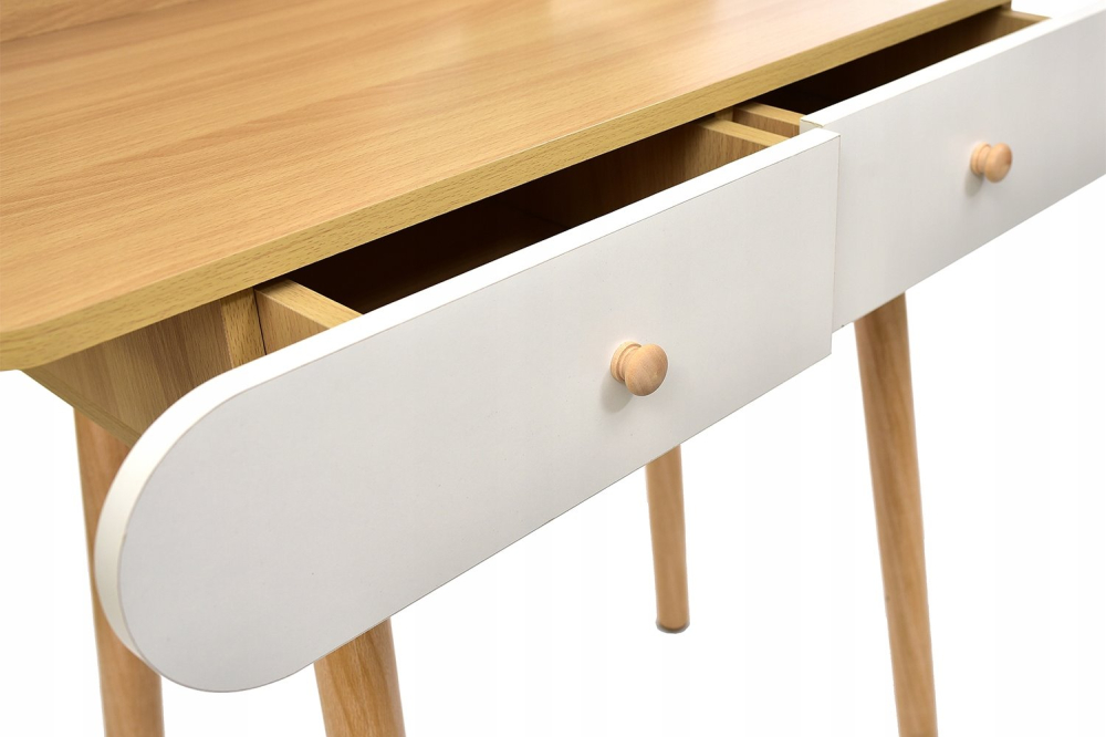 Masă de toaletă Scandi cu oglindă rotundă 40 cm, Oak Artisan/Alb – stil nordic și funcționalitate pentru dormitor [6]