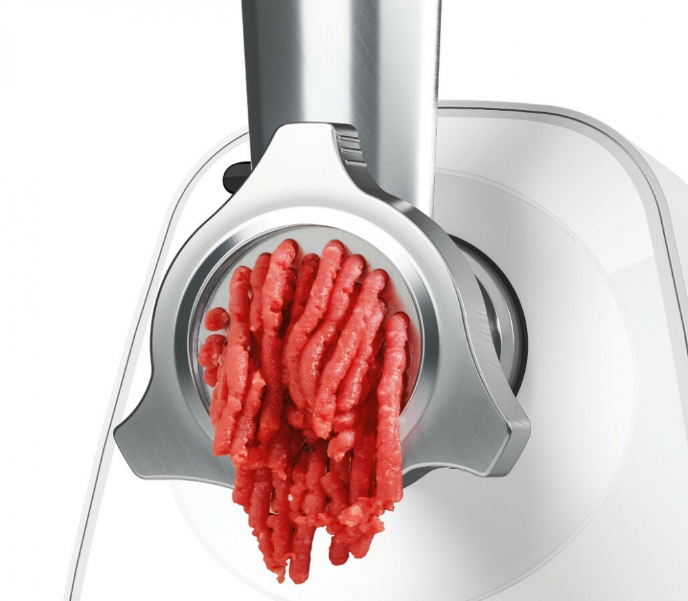 Meat Mincer Bosch MFW2510W, 1500W power output,2 perforated discs, sausage and kebbe stuffers, grinding speed 1.7kg / min, white [5]