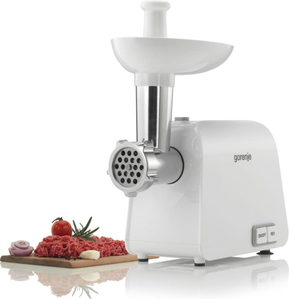 Meat mincer Gorenje MG1602WPutere:  1600 WMaterialul carcasei:  Metal, Plastic Capacitatea de mărunșire :  1,9 kg/mFuncție reversProtecție la suprasarcinăAccesoriu pentru cârnați [4]
