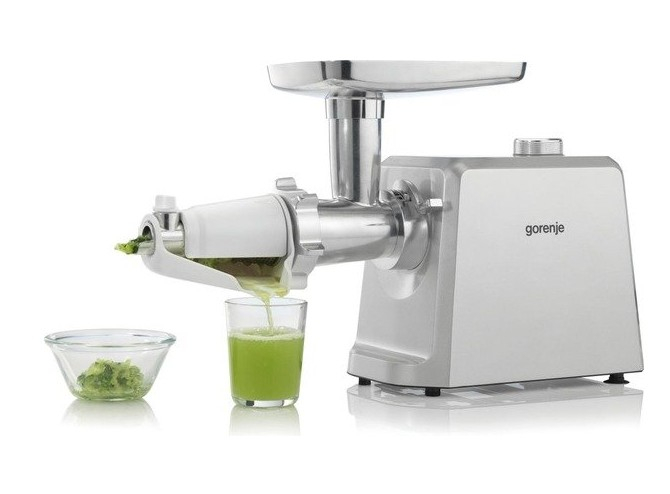 Meat mIncer Gorenje MG2502SJXPutere:  2500 WMaterialul carcasei:  Metal, Plastic Capacitatea de mărunșire :  2,4 kg/mProtecție la suprasarcinăAccesoriu pentru cârnațiStorcător pentru fructe și legume [2]