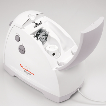 Meat Mincer Moulinex ME626132,  2000W power output,2 perforated discs 4,7/8mm, sausage and kebbe stuffers, 5 grating and slicing attachments, grinding speed 2,6kg / min,  white [4]