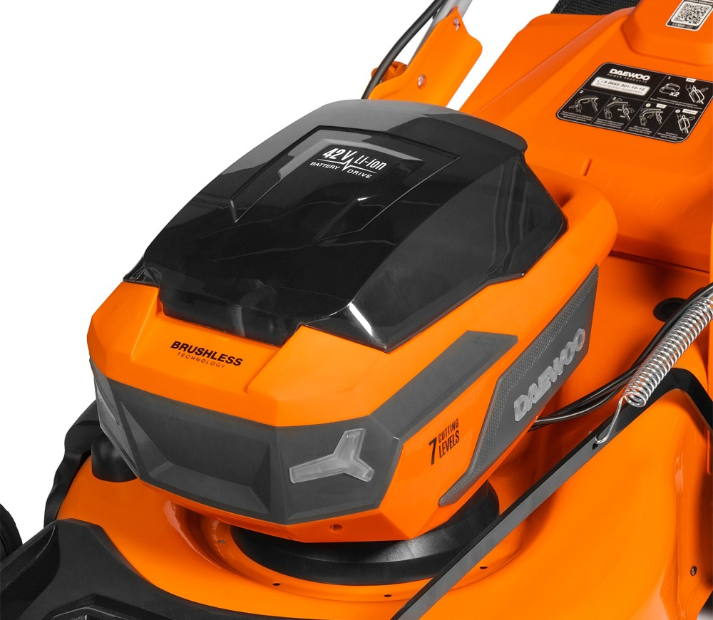 Mașină de tuns gazonul cu acumulator DAEWOO DLM 5042Li-S SET (2×21V, 2×5Ah, Motor Brushless 1300W, 47 cm, Autopropulsată, Coș 65L) [7]