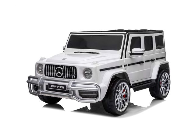 Электромобиль Mercedes Benz G белый – 24V7Ah, 4 мотора по 35W, MP3, кожаные сиденья, колёса EVA, до 50 кг [1]
