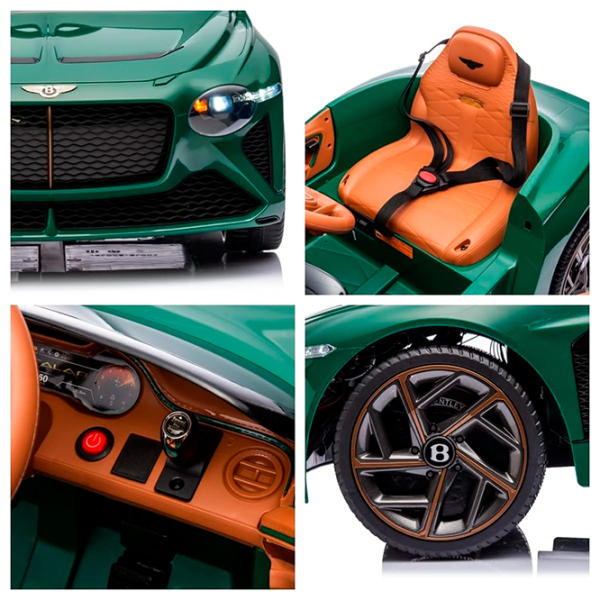 Электромобиль Bentley Bacalar Зелёный для детей – 4 мотора, 12V/7Ah, кожаное сиденье, EVA колёса, пульт, MP3 [4]