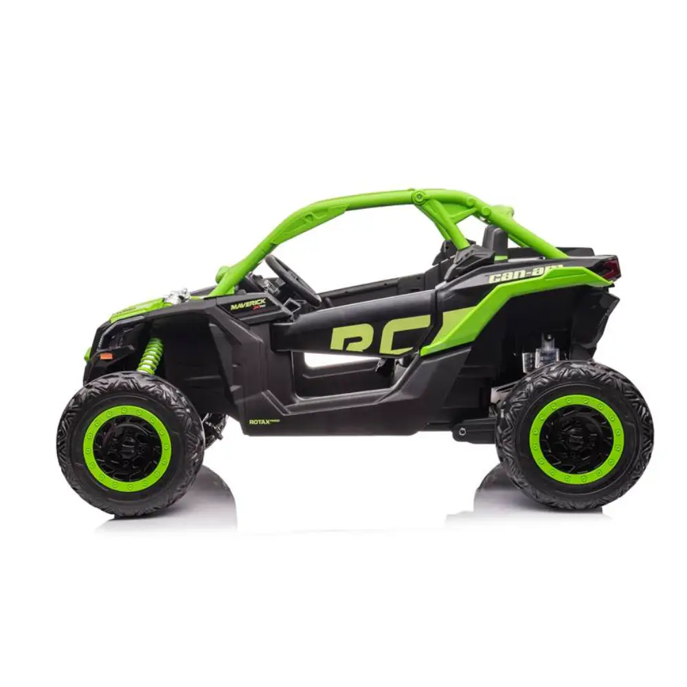 Детский электрический багги BRP Can-Am Maverick Turbo 24V (4x4, 4x200W, Аккумулятор 24V 7Ah, 2 Места Эко-кожа, Колеса EVA, Пульт 2.4G, Зеленый) [6]