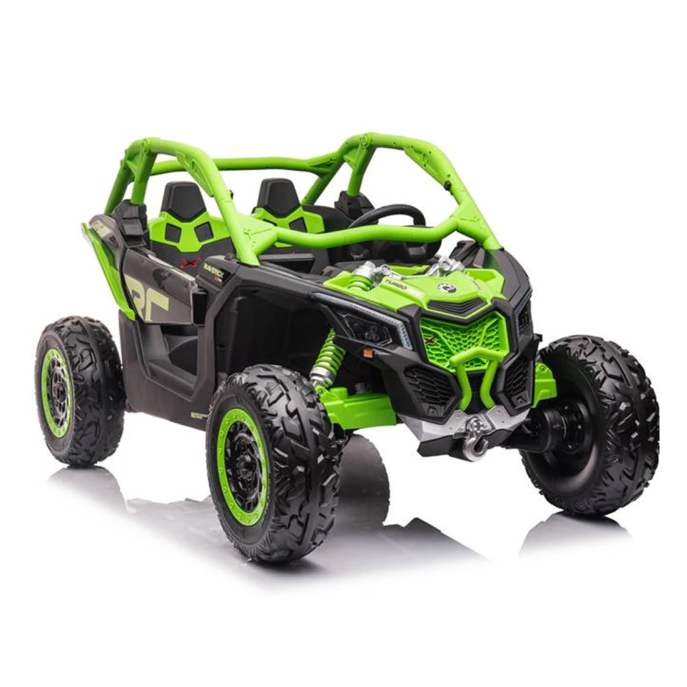 Детский электрический багги BRP Can-Am Maverick Turbo 24V (4x4, 4x200W, Аккумулятор 24V 7Ah, 2 Места Эко-кожа, Колеса EVA, Пульт 2.4G, Зеленый) [2]