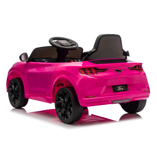 Mașinuță electrică licențiată Ford Mustang Mach-E pentru copii (24V5Ah, 2x60W, EVA, Piele, Roz) [5]