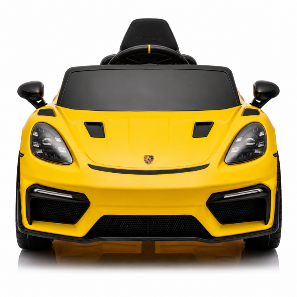 Mașinuță electrică licențiată Porsche 718 Spyder RS pentru copii (12V7Ah, 2x25W, EVA, Piele, Galbenă) [2]