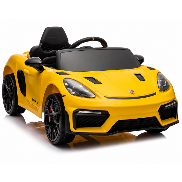 Mașinuță electrică licențiată Porsche 718 Spyder RS pentru copii (12V7Ah, 2x25W, EVA, Piele, Galbenă) [3]