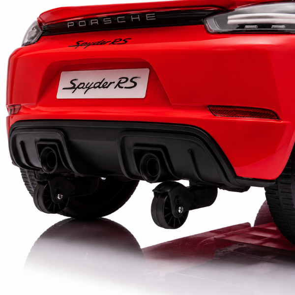 Mașinuță electrică licențiată Porsche 718 Spyder RS pentru copii (12V7Ah, 2x25W, EVA, Piele, Neagră) [8]