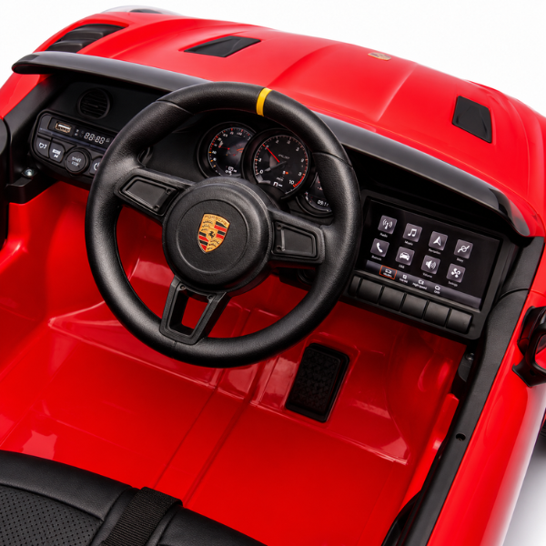 Mașinuță electrică licențiată Porsche 718 Spyder RS pentru copii (12V7Ah, 2x25W, EVA, Piele, Neagră) [7]