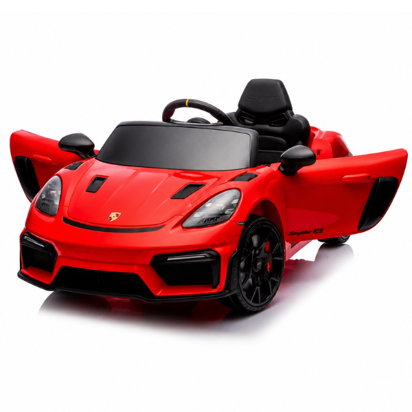 Mașinuță electrică licențiată Porsche 718 Spyder RS pentru copii (12V7Ah, 2x25W, EVA, Piele, Neagră) [6]
