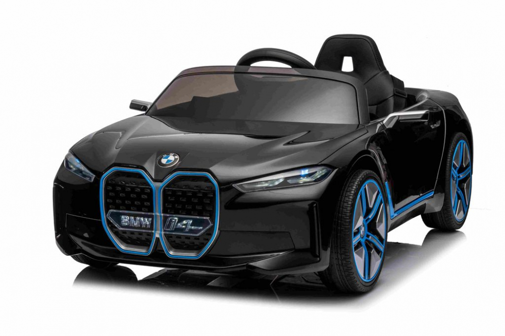 Электромобиль BMW i4 для детей – 4 мотора по 45Вт, аккумулятор 12V/7Ah, кожаное сиденье, EVA колёса, пульт управления, 115x67x45 см Black [1]