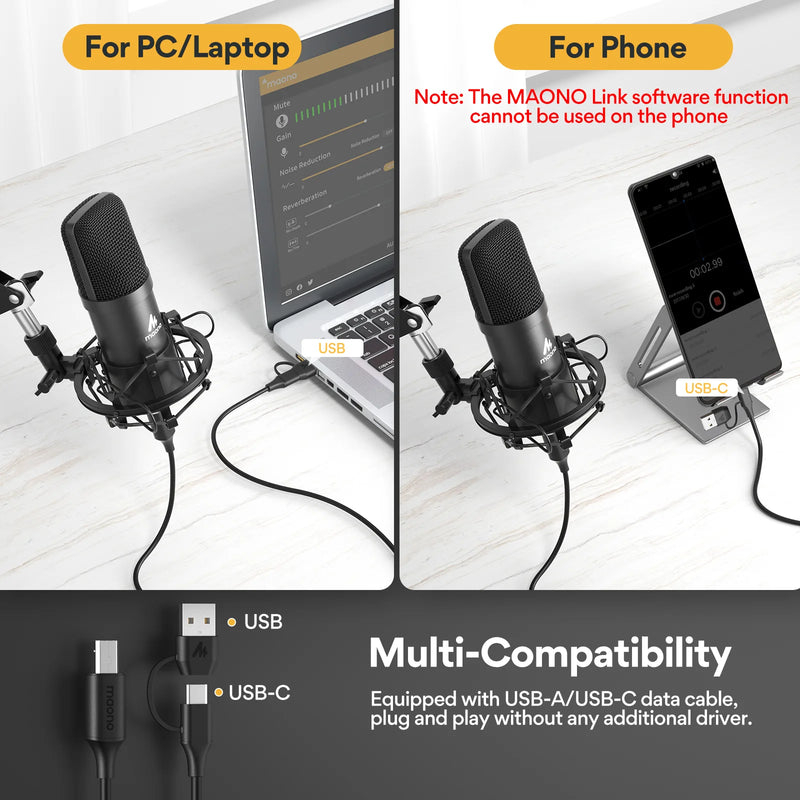 Microfon condensator USB de înaltă calitate pentru sunet de podcast la nivel de studio [7]