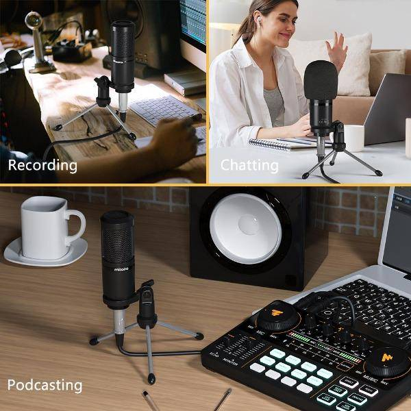 Microfon Desktop Cardioid Condensator cu XLR de 3,5 mm, chipset profesional pentru înregistrări de studio/acasă, gaming, streaming, YouTube, chat [5]
