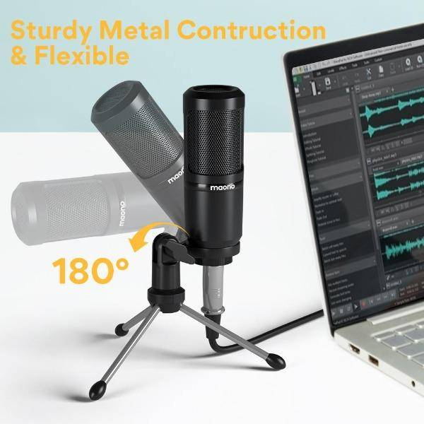 Microfon Desktop Cardioid Condensator cu XLR de 3,5 mm, chipset profesional pentru înregistrări de studio/acasă, gaming, streaming, YouTube, chat [3]