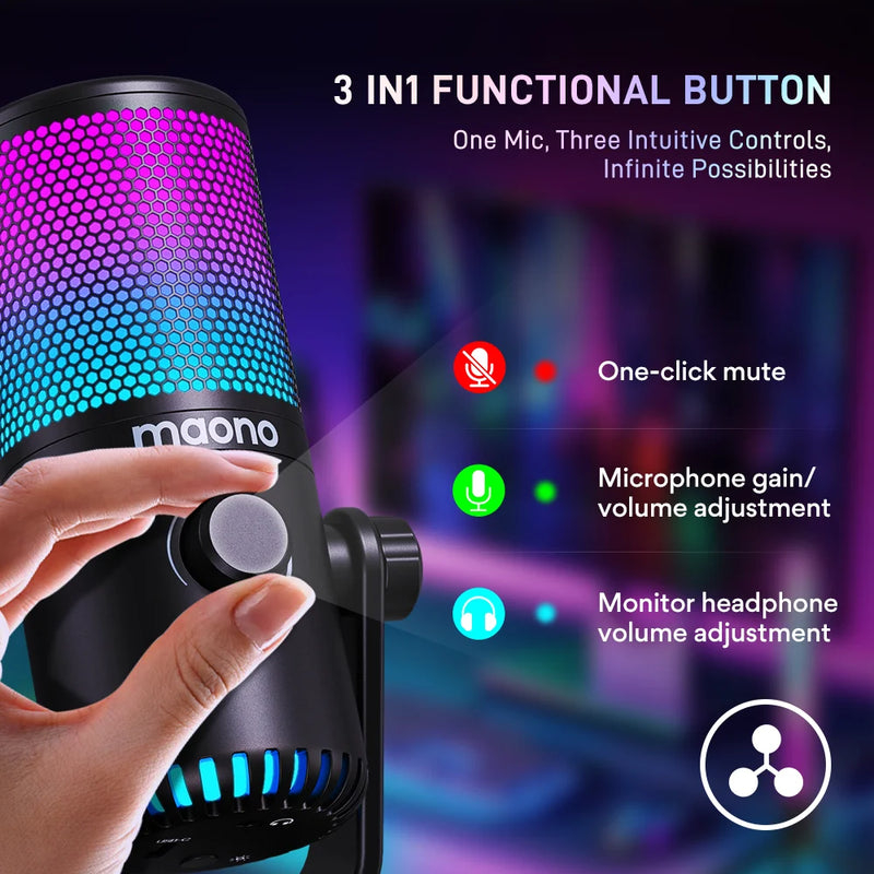 Microfon Gaming USB RGB (Negru) [3]