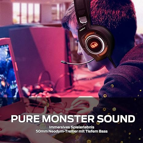 Monster Gaming Headset USB RGB Mission V1, Black [2]