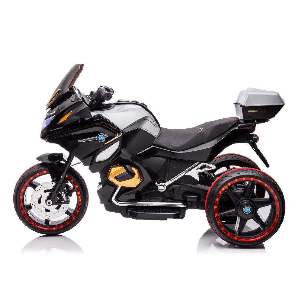 Motocicletă electrică pentru copii Caider RT1698 / 3 neagră – design agresiv negru, telecomandă inclusă și putere dublă pentru aventuri sigure și captivante! [2]