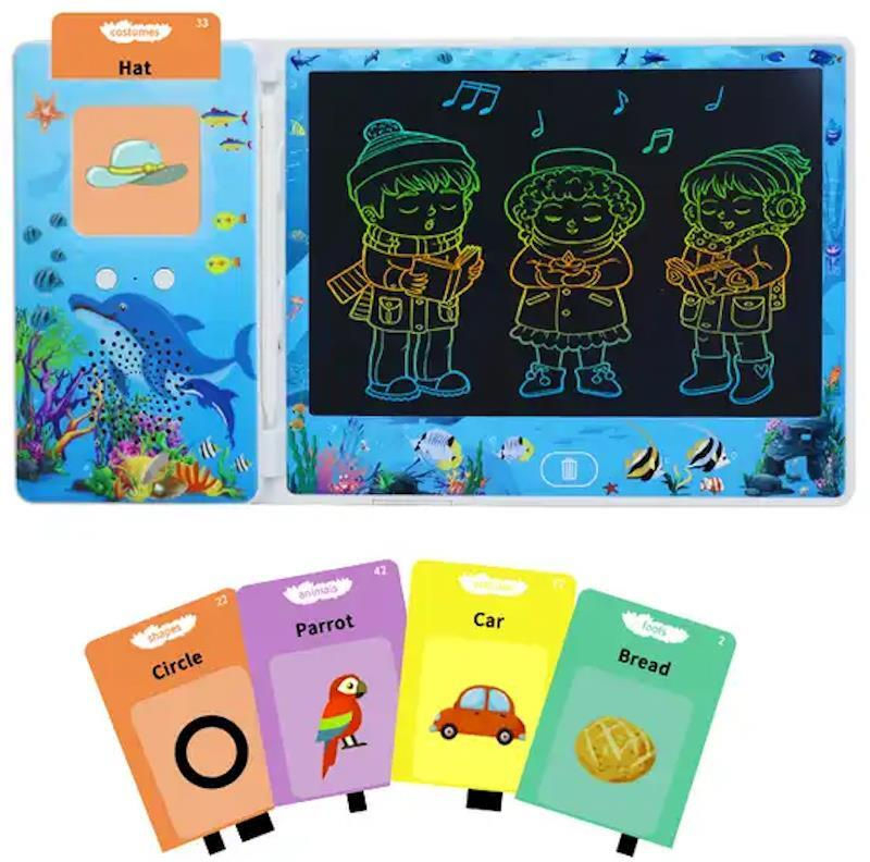 Newlight LCD writing tablet 8.5”with Talking Flash Card, Educational Toy, Green [5]