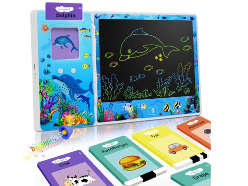 Newlight LCD writing tablet 8.5”with Talking Flash Card, Educational Toy, Green [2]