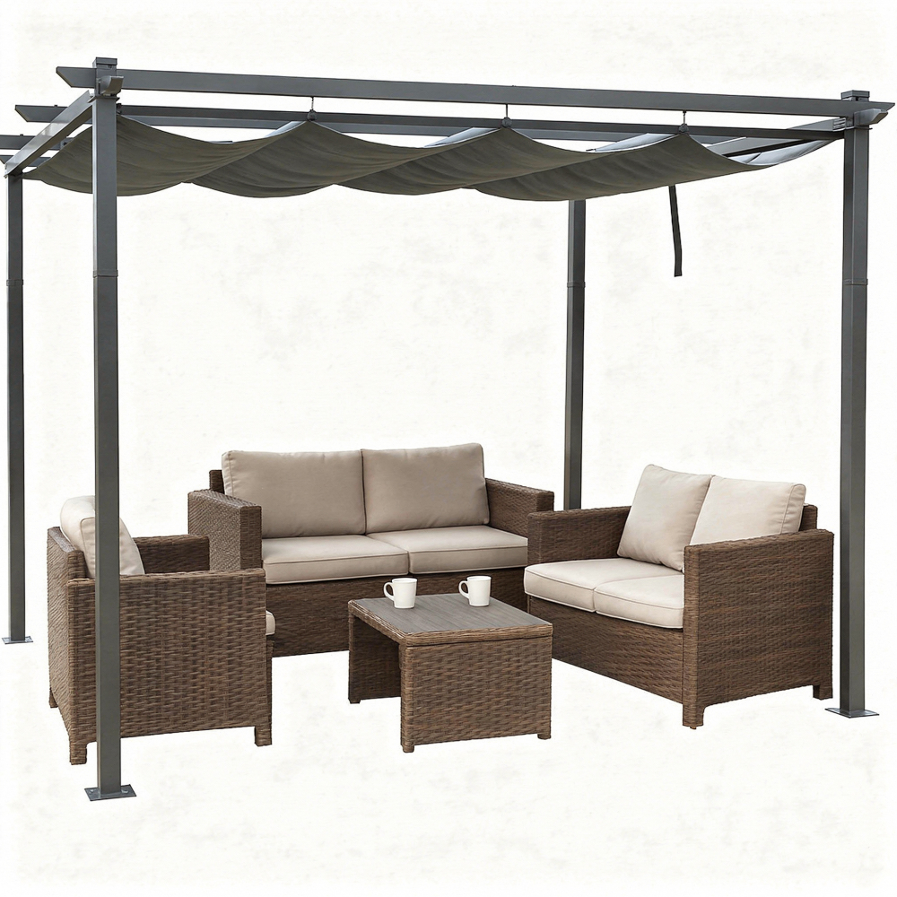 Pergolă cu acoperiș retractabil 3x4 m Gri – confort, umbră și stil pentru grădina ta [4]