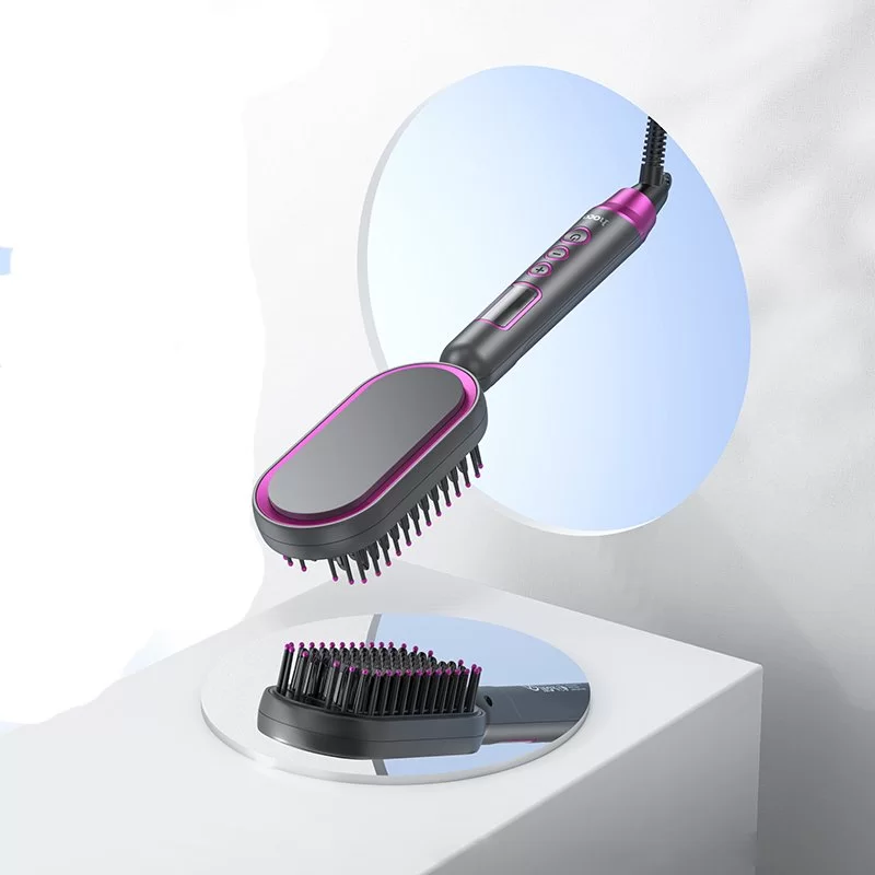 Электрическая расческа для выпрямления волос HP44 с цифровым дисплеем – точный контроль и профессиональные результаты (Розовый, EU) [5]