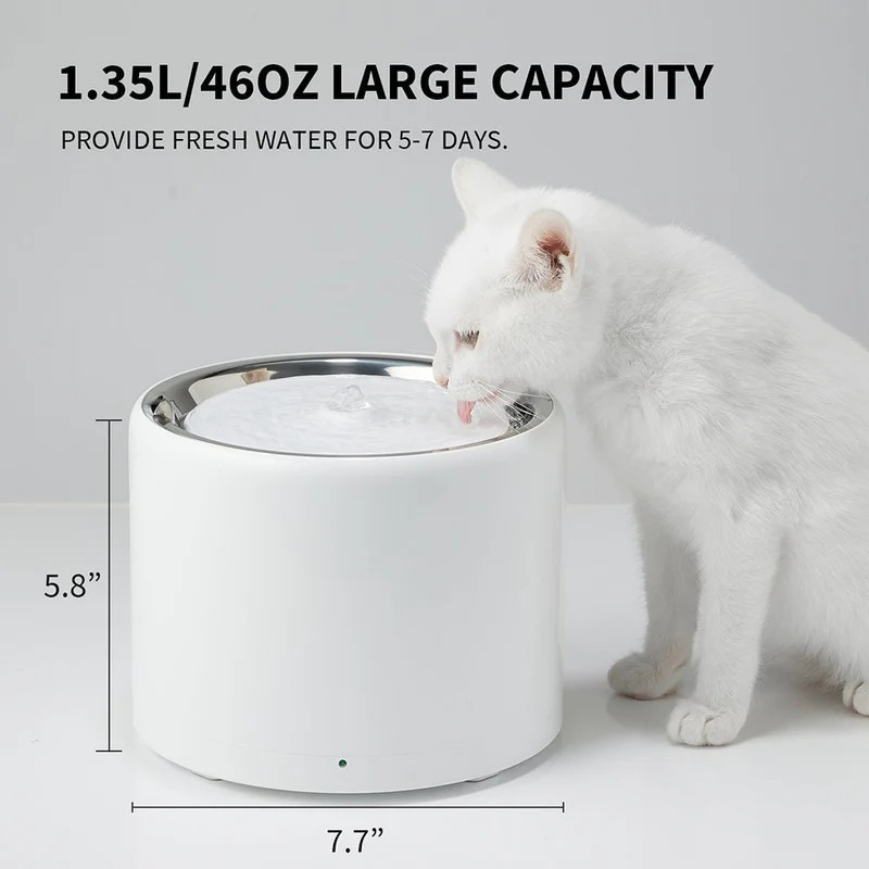 Petkit Eversweet 3Pro Smart Pet Drinking Fountain, Capacity 1.35L, 304 Stainless Steel, Multi-layer filtration system, Wireless Pump Design, PETKIT APP via bluetooth, Smart & Normal & DND Mode, Silent Pump 25dB, Product Size: 195*195*148mm, white [2]