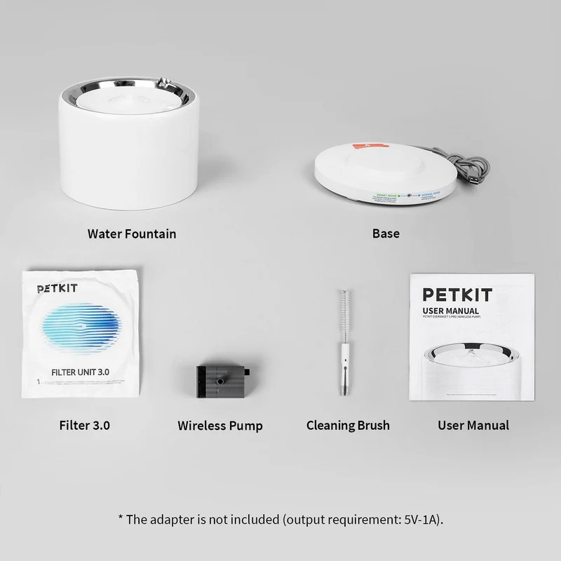 Petkit Eversweet 3Pro Smart Pet Drinking Fountain, Capacity 1.35L, 304 Stainless Steel, Multi-layer filtration system, Wireless Pump Design, PETKIT APP via bluetooth, Smart & Normal & DND Mode, Silent Pump 25dB, Product Size: 195*195*148mm, white [9]