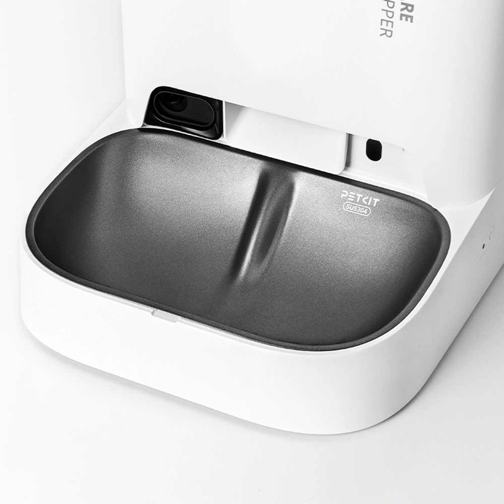Petkit YumShare Dual-hopper Smart Pet Feeder with camera, Wi-Fi and Bluetooth connection, 304 stainless steel, Capacity: 5L(2.5kg), Personlized Meal Call/Voice Call, Normal dry food, freeze dried food, App control, Emergency Power Supply 60 days, Size 362*263*247mm, white [5]